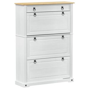 vidaXL Sko Skap med skuff Corona Hvit 99 x 32 x 138 cm Massiv furu