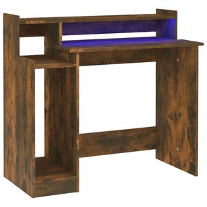 vidaXL Skrivebord med LED-lys r&oslash;kt eik 97x45x90 cm konstruert tre