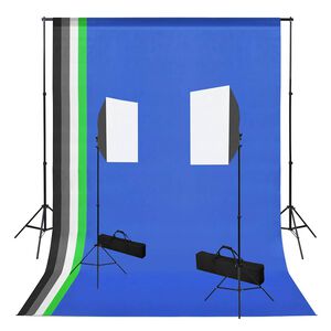 vidaXL Fotostudiosett med softbokslys og bakgrunner