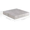 vidaXL Flytende vegghyller 4 stk betonggrå 23x23,5x3,8 cm MDF