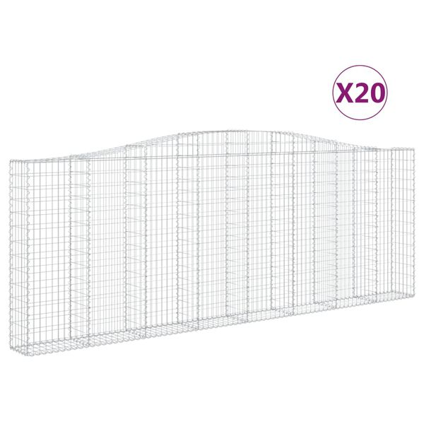 vidaXL Gabionkurver buede 20 stk 400x30x140/160 cm galvanisert jern