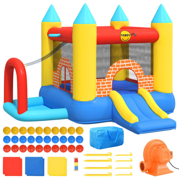 Happy Hop Oppblåsbart hoppeslott med sklie 300x280x202 cm PVC