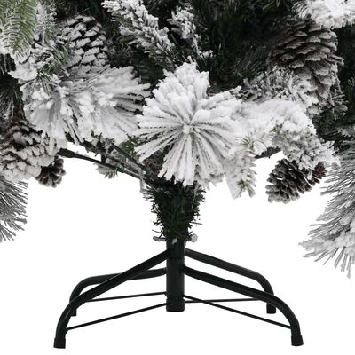 vidaXL Juletre med flokket snø og kongler 225 cm PVC og PE