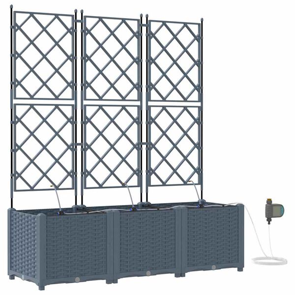 vidaXL Hageblomsterpotte 3 pcs Lys Gr&aring; St&aring;l