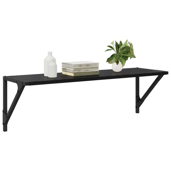 vidaXL Vegghyller 2 pcs Svart Eik 80 x 25 x 25,5 cm Konstruert tre