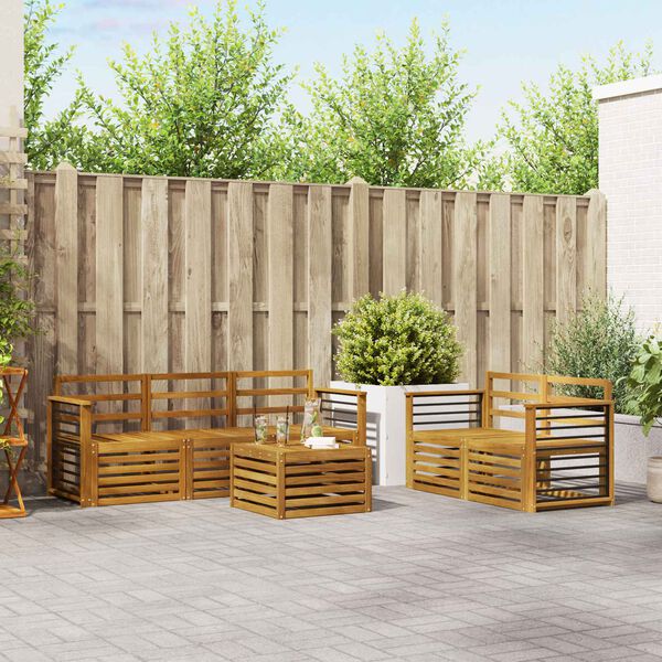 vidaXL Sofasett 6 pcs Naturlig Solid akasietre