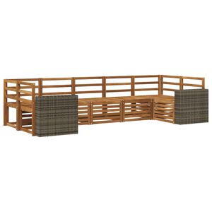 vidaXL Seksjonssofa Sett 7 pcs Naturlig Solid akasietre