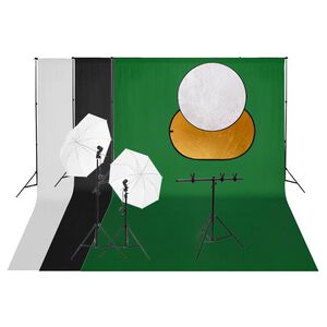 vidaXL Fotostudiosett med lyssett, bakgrunn og reflektor