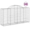 vidaXL Gabionkurver buede 8 stk 200x50x100/120 cm galvanisert jern