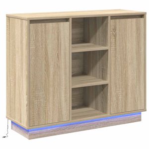 vidaXL LED sideboard Sonoma eik 90 x 32 x 75 cm Konstruert tre