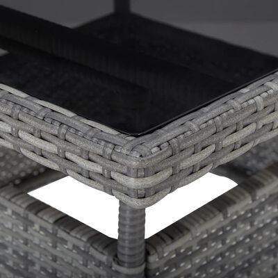 vidaXL Utendørs spisebord grå polyrotting og glass
