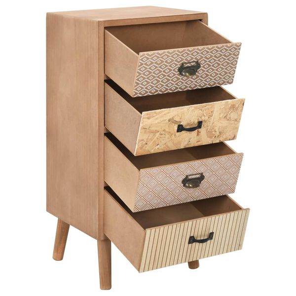 vidaXL Sideskap med 4 skuffer brun 34,5x30x74,5 cm MDF