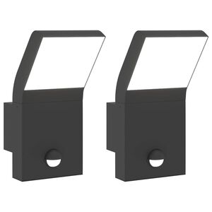 vidaXL Veggmonterte LED-utelamper sensor 2 stk svart st&oslash;pt aluminium