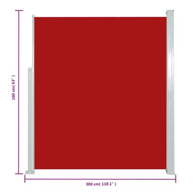 vidaXL Uttrekkbar sidemarkise 160x300 cm rød