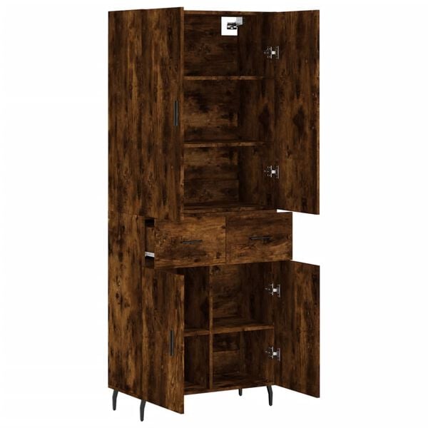 vidaXL Highboard røkt eik 69,5x34x180 cm konstruert tre