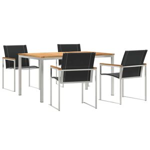 vidaXL Hage Spisegruppe 5 stk. Massiv akasie tre og rustfritt st&aring;l