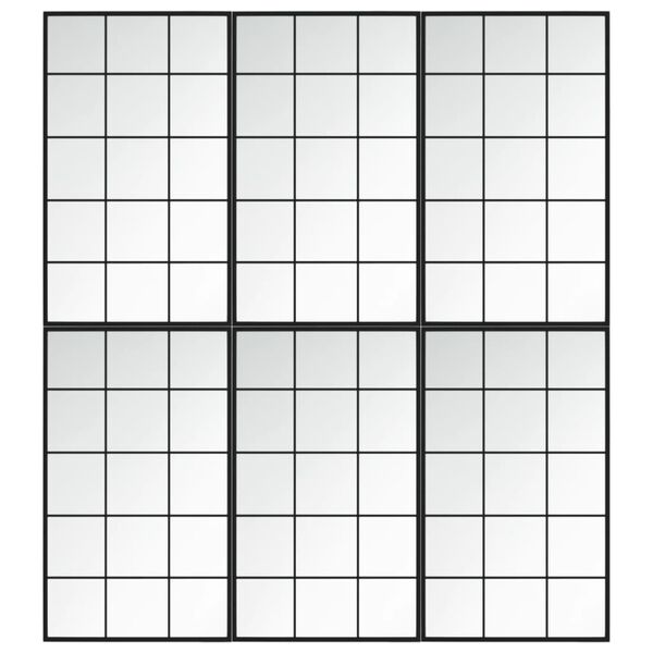 vidaXL Veggspeil 6 stk svart 100x60 cm metall