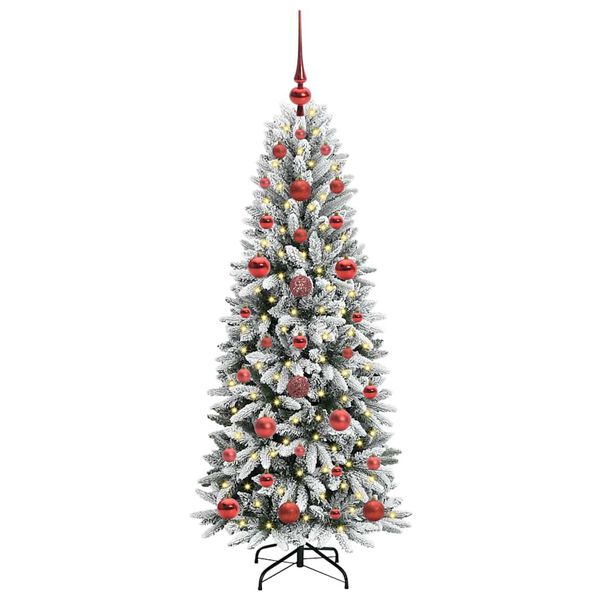 vidaXL Kunstig juletre med 150 LED Hvit 120 cm PVC, plast, st&aring;l og PE