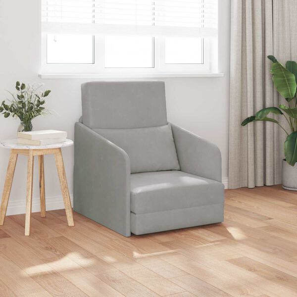 vidaXL Sammenleggbar Sofa seng Lysegr&aring; 65 x 80 x 83 cm Fl&oslash;yel