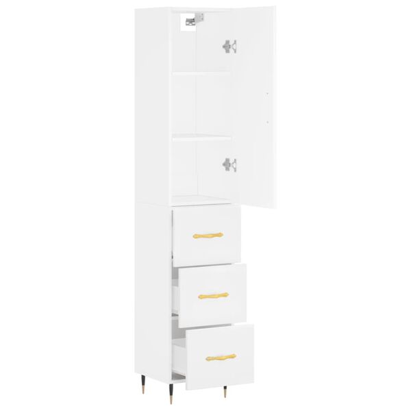 vidaXL Highboard hvit 34,5x34x180 cm konstruert tre