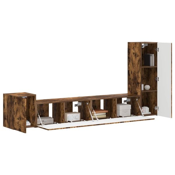 vidaXL TV-benksett Veggmontert 3 pcs R&oslash;kt eik Konstruert tre