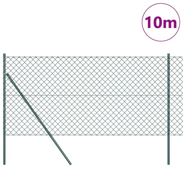 vidaXL Gjerdep&aring;le gr&oslash;nn 10 x 1,2 m (60 x 60 mm netting) St&aring;l og PVC