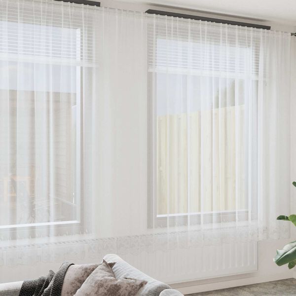 vidaXL Blondegardin med gardiner Hvit 400 &times;300 cm Polyester