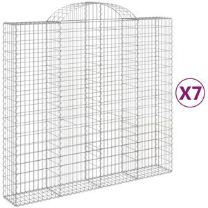 vidaXL Gabionkurver buede 7 stk 200x50x180/200 cm galvanisert jern