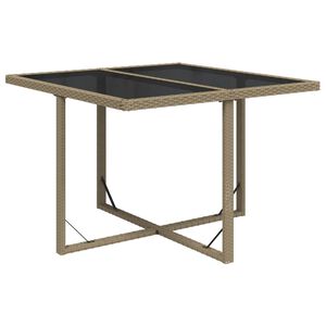 vidaXL Hagebord beige 109x107x74 cm polyrotting og glass