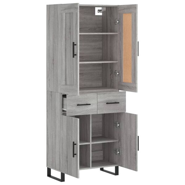 vidaXL Highboard gr&aring; sonoma 69,5x34x180 cm konstruert tre