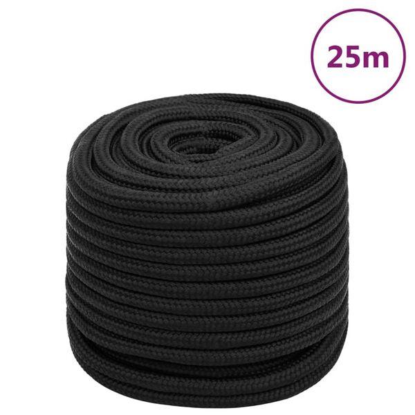 vidaXL B&aring;ttau helsvart 18 mm 25 m polypropylen