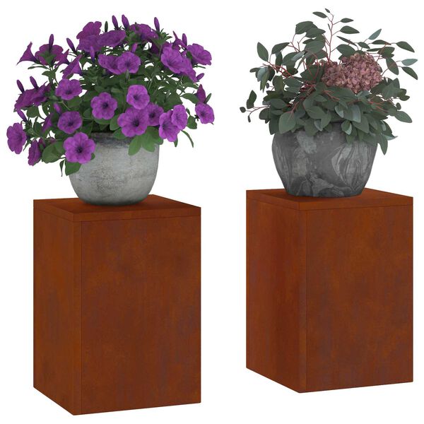 vidaXL Planteholder 2 pcs Rusten 24 x 24 x 35 cm Cortenst&aring;l
