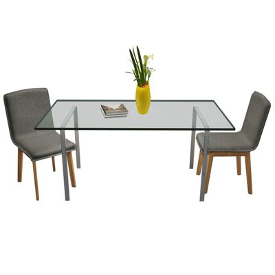 vidaXL Spisestoler 2 stk lysegrå stoff og heltre eik