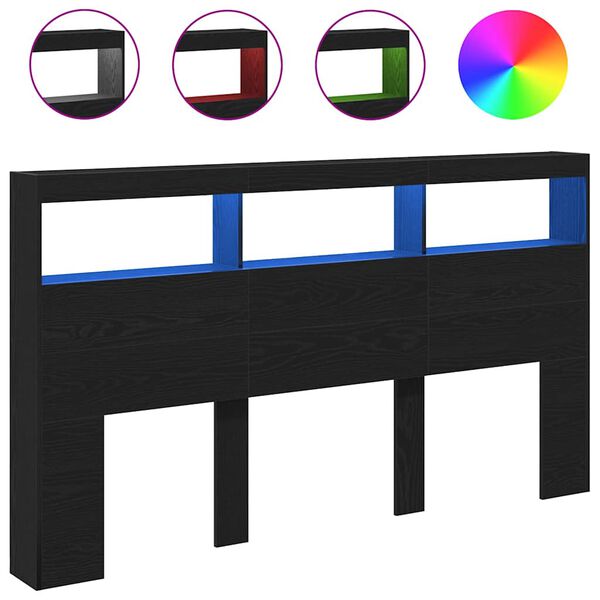 vidaXL Hodegavl skap med LED svart eik 180x17x102 cm