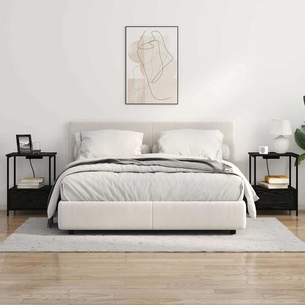 vidaXL Nattbordskap med skuff Svart Eik 42 x 41 x 56 cm Konstruert tre