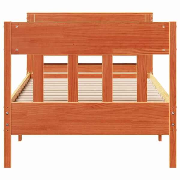 vidaXL Sengeramme uten madrass voksbrun 75x190 cm heltre furu