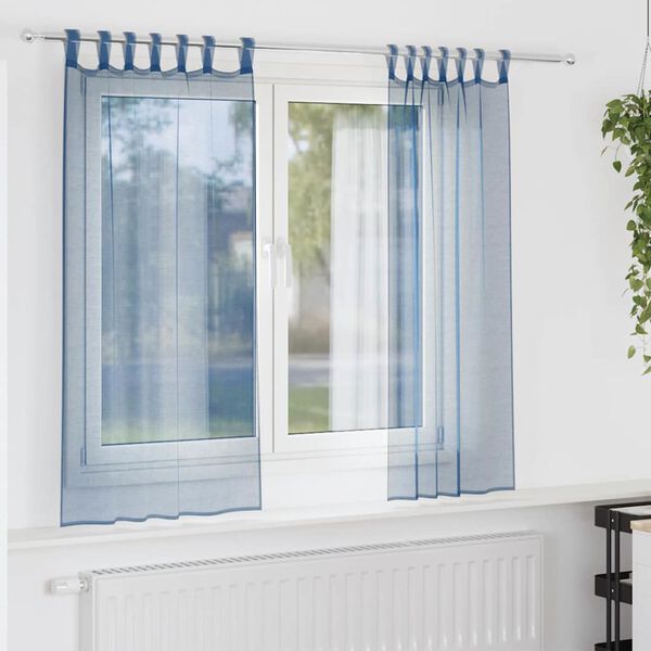 vidaXL Voilegardiner med hemper 2 stk svart 140x140 cm