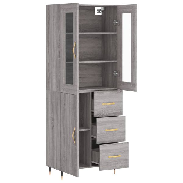 vidaXL Highboard grå sonoma 69,5x34x180 cm konstruert tre