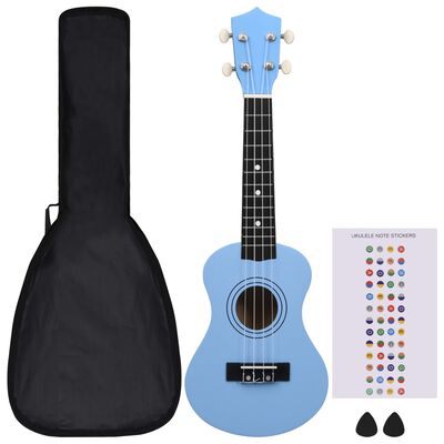 vidaXL Sopran-ukulele sett med veske for barn babyblå 21"
