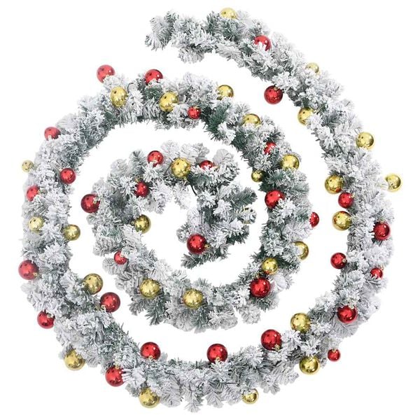 vidaXL Julekrans med kuler og LED-lys gr&oslash;nn 20 m PVC