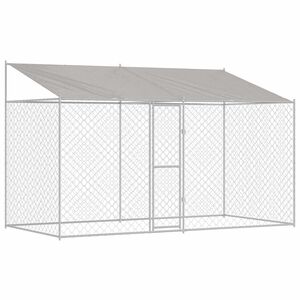 vidaXL Hundebur med tak S&oslash;lv 400 x 200 x 256 cm St&aring;l og PE