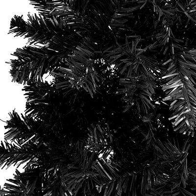 vidaXL Slankt juletre med LED og kulesett svart 240 cm