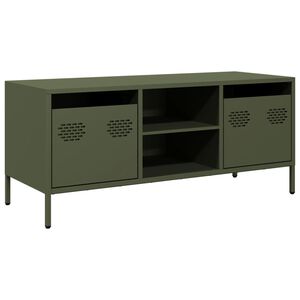 vidaXL TV-benk olivengr&oslash;nn 101,5x39x43,5 cm kaldvalset st&aring;l