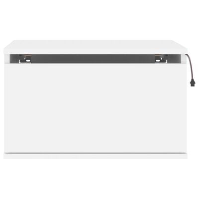 vidaXL Vegghengte nattbord med LED-lys 2 stk hvit