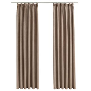vidaXL Lystette gardiner med kroker 2 stk gr&aring;brun 140x225 cm