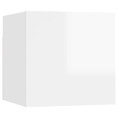 vidaXL Nattbord 2 stk høyglans hvit 30,5x30x30 cm sponplate