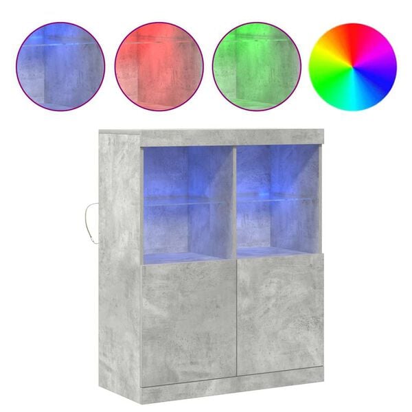 vidaXL Skjenk betonggr&aring; 81x37x100 cm konstruert tre