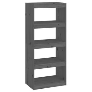 vidaXL Bokhylle/romdeler gr&aring; 60x30x135,5 cm heltre furu