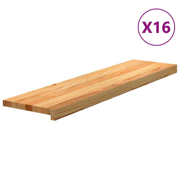 vidaXL Trappetrinn 16 stk lysebrun 100x30x2 cm heltre eik