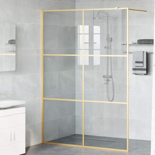 vidaXL Walk-in Dusjvegg Gull 140 x 195 cm herdet glass
